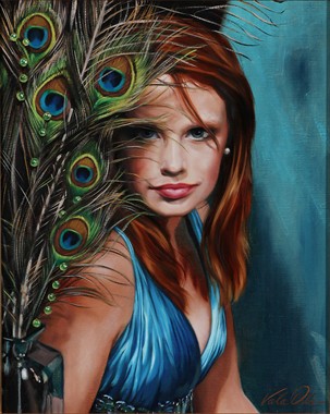 'Eye of the Peacock' by Vala Ola Vintage Style Artwork by Model Emily Marie 