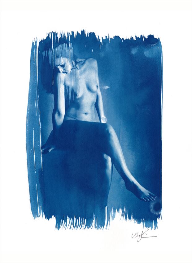  1940 nude cyanotype vintage style photo by photographer mike willingham