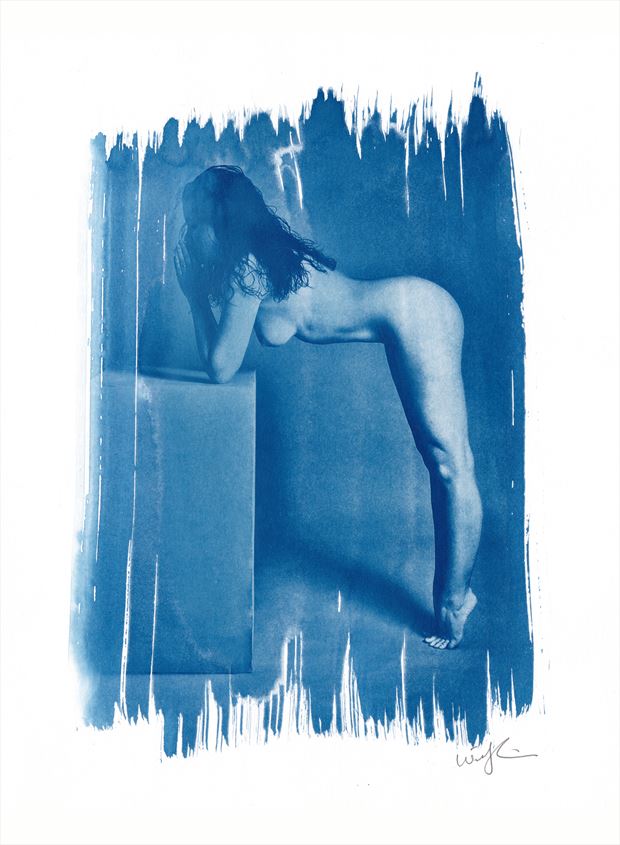  2452 nude cyanotype vintage style photo by photographer mike willingham