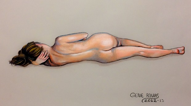  Nude Holding Her Neck Artistic Nude Artwork by Artist Gene Rivas