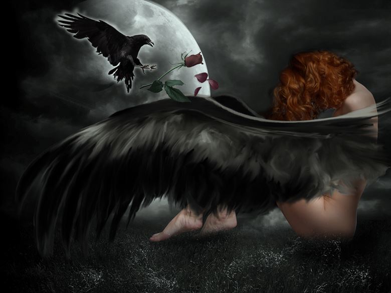  angel of sadness fantasy artwork by artist karinclaessonart