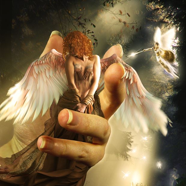  catching angels fantasy artwork by artist karinclaessonart