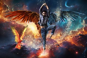  dancing with phoenix fantasy artwork by artist karinclaessonart