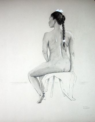  sitting woman artistic nude artwork by artist little sodus studio