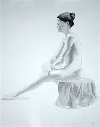  woman in thought artistic nude artwork by artist little sodus studio