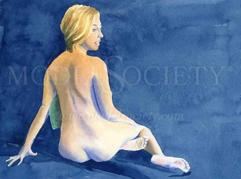 2014, Watercolor Artistic Nude Artwork by Artist aquarellist