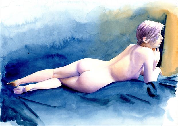 2021 figure study artistic nude artwork by artist aquarellist