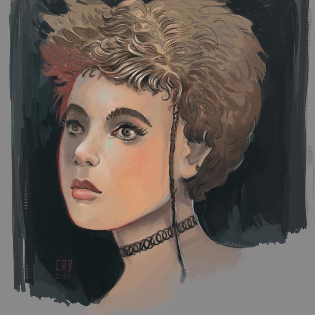 80s girl portrait artwork by artist craig brasco