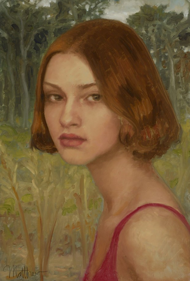 A Glance by the Edge Portrait Artwork by Artist Matthew Joseph Peak