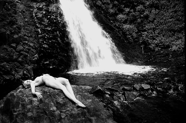 AV at Dog Creek waterfall. Columbia gorge. Artistic Nude Photo by Photographer Joe Klune Fine Art