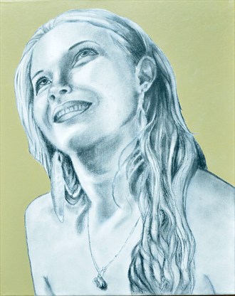 Amber Looks Up Portrait Artwork by Artist TEL