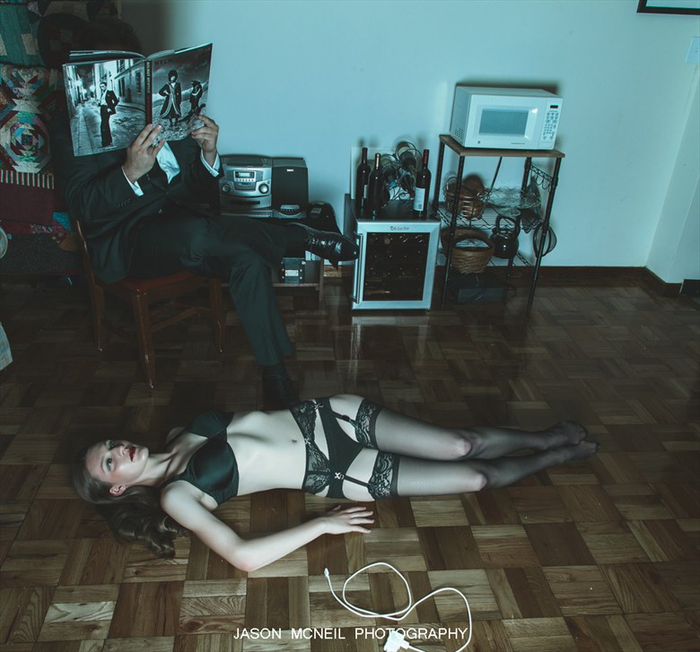 An intriguing start to the evening. Lingerie Photo by Model Satine Lynn
