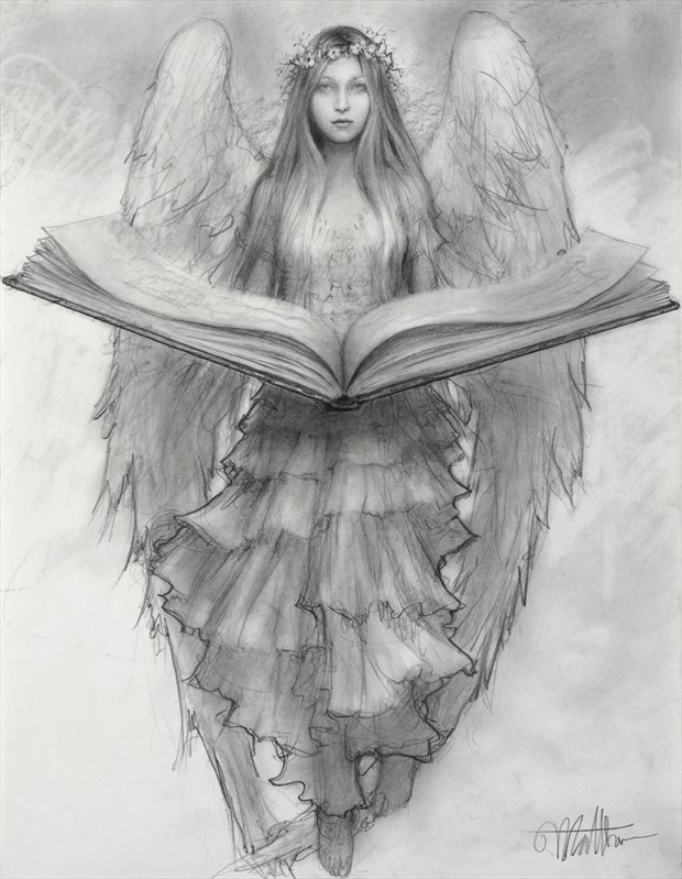 Angel of Memory %E2%80%93 drawing %23918, Fantasy Artwork by Artist Matthew Joseph Peak