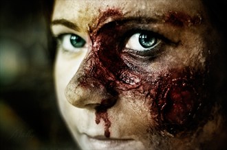 BUrnign face Horror Photo by Artist Freemindtime