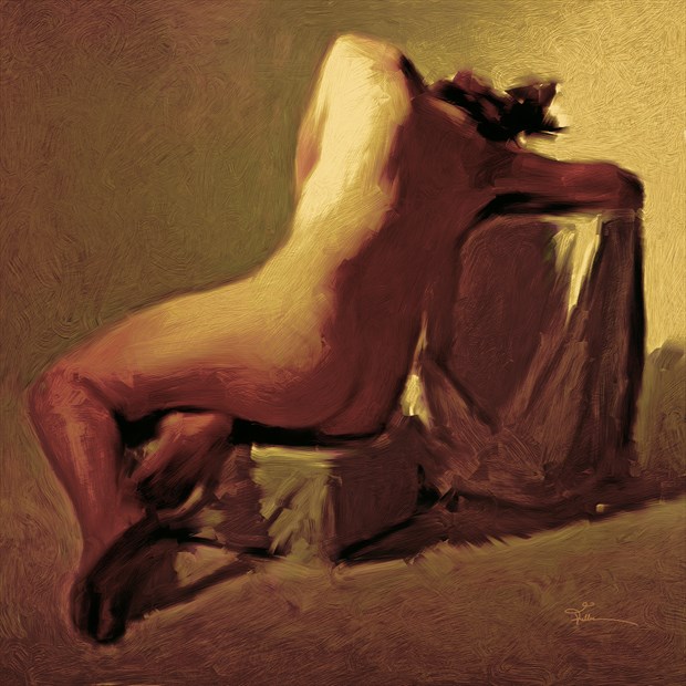 Becca In Gold Artistic Nude Artwork by Artist Van Evan Fuller