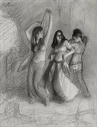 Belly Dance Trio %E2%80%93 drawing %231085 Figure Study Artwork by Artist Matthew Joseph Peak