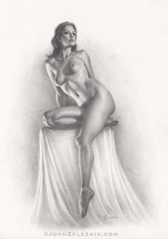 Betcee Sitting Artistic Nude Artwork by Artist JohnZ