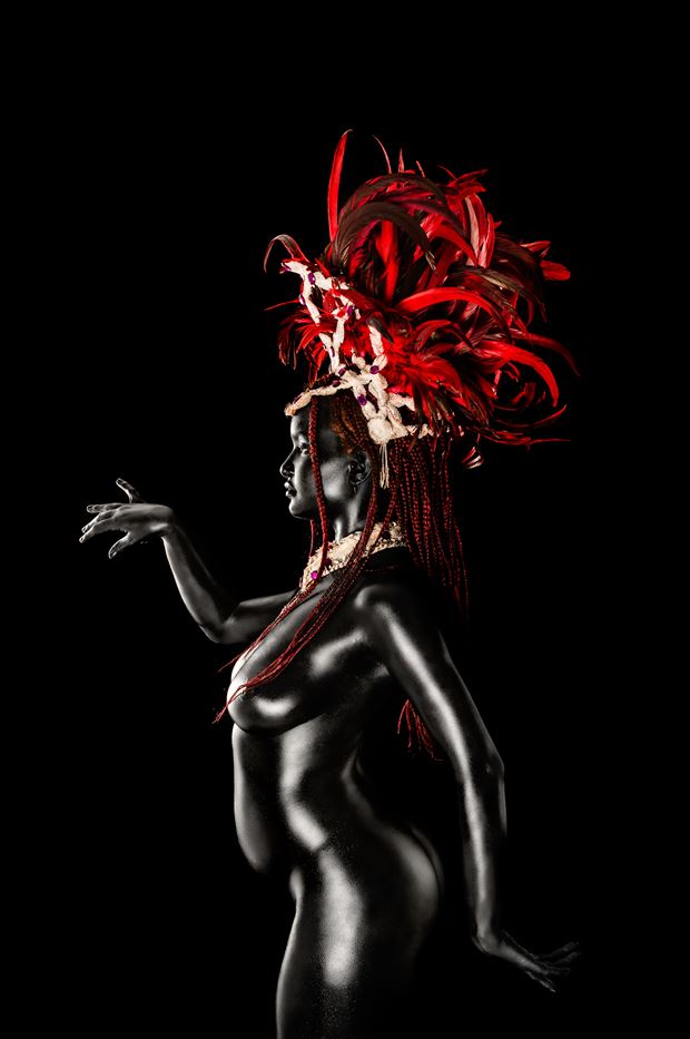 Black Naomi Dances the Samba in Profile Artistic Nude Photo by Photographer Ian Cartwright