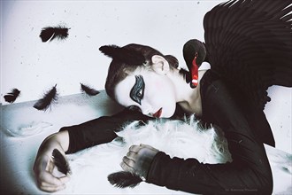 Black Swan Surreal Artwork by Photographer Katarzyna Wieczorek