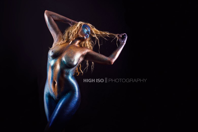 Blue Fire Artistic Nude Photo by Model Riccella
