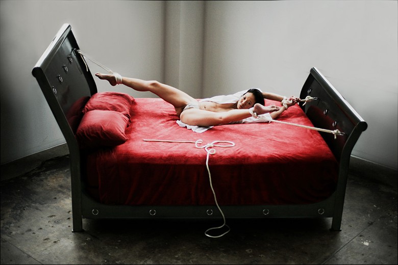 Bondage Bed by Sullivan Walsh Erotic Artwork by Model Ree Ja