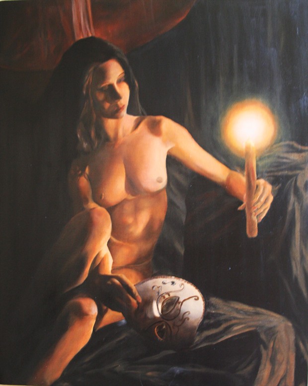 Candle and Mask Artistic Nude Artwork by Photographer Brett Roeller