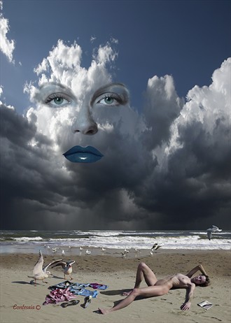 Con la Testa fra le Nuvole Artistic Nude Artwork by Artist Contesaia