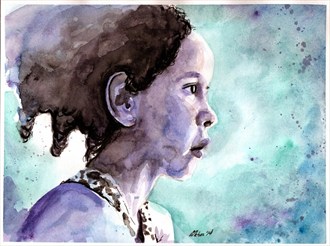 Curious Girl Expressive Portrait Artwork by Artist AnthonyNelsonArt