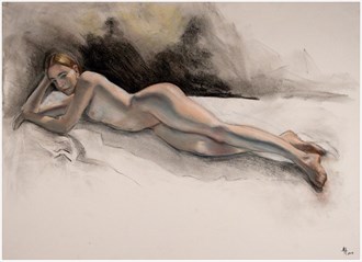 Dancer Reclined Artistic Nude Artwork by Artist Mike Hines