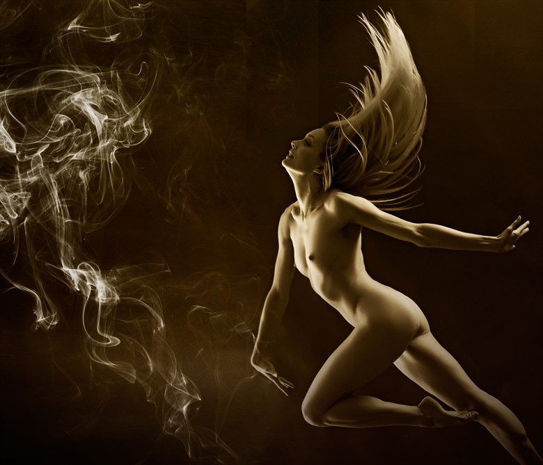 Dancing with smoke Artistic Nude Photo by Photographer Ray Kirby