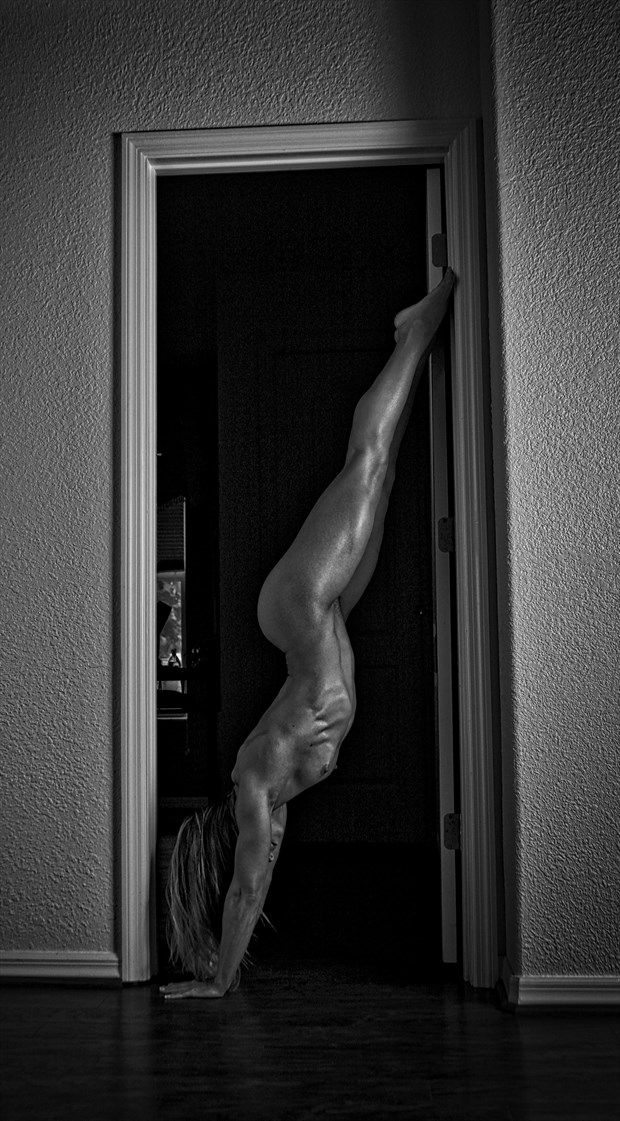 Doorway Handstand. Artistic Nude Artwork by Photographer Chris Gursky