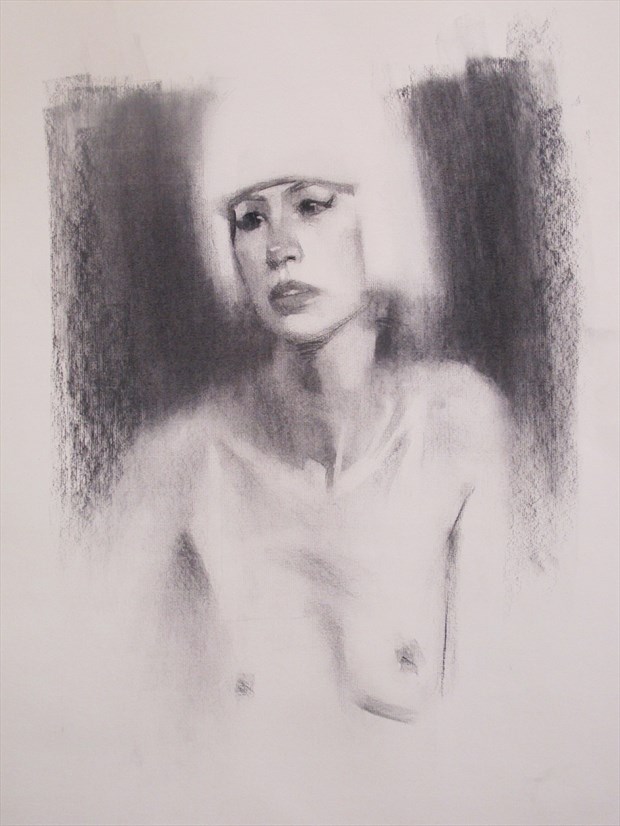Drawing by Alex Tzavaras Artistic Nude Artwork by Model Lou Lou