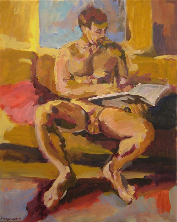 Engrossed Reader Artistic Nude Artwork by Artist paulryb