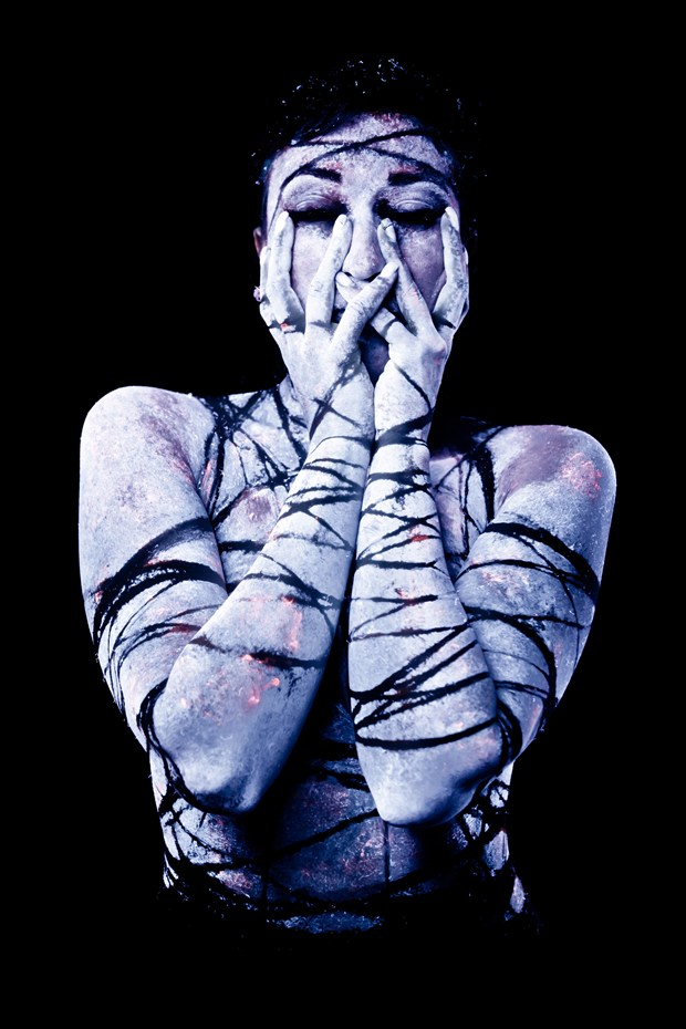 Entangled  Body Painting Artwork by Photographer Under Black Light