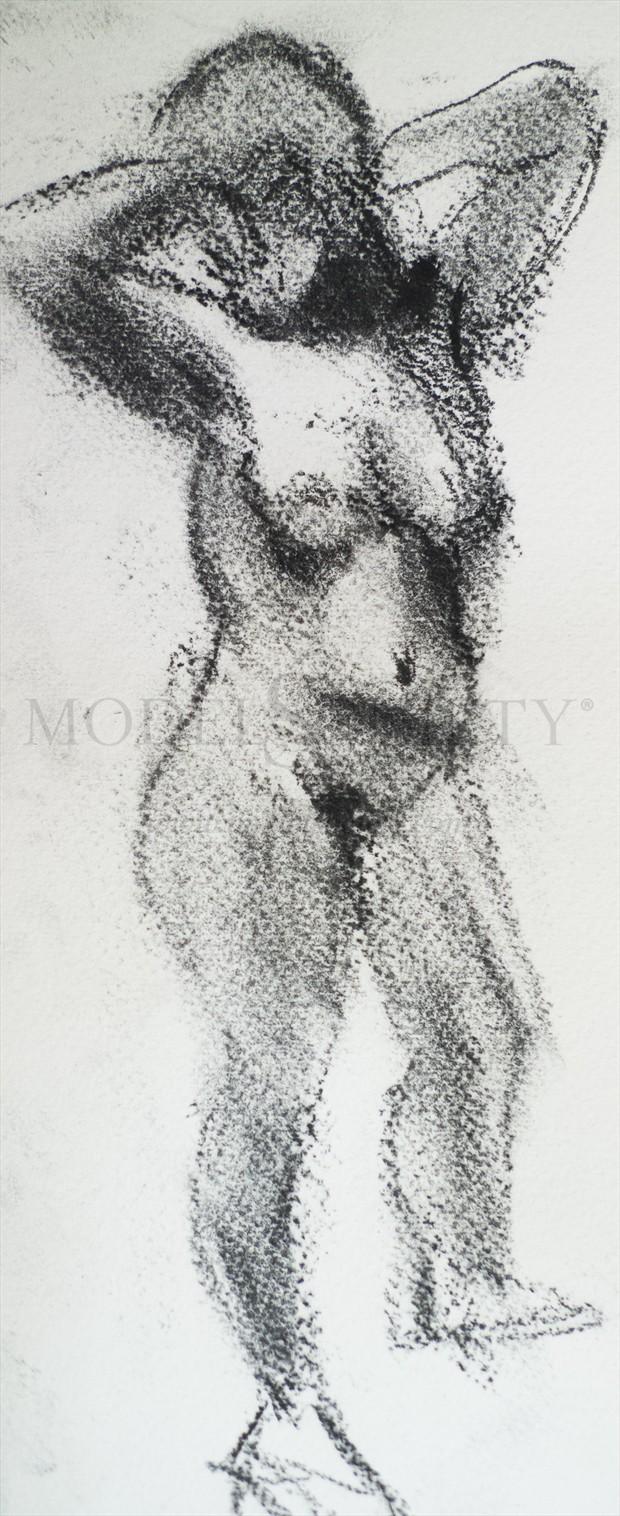 Female Model, Elbows High Artistic Nude Artwork by Artist Ciaran Taylor