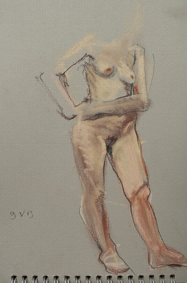Fiona standing, hands on right hip Artistic Nude Artwork by Artist Ciaran Taylor