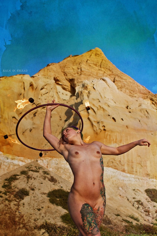 Firedance in the Setting Sun Artistic Nude Photo by Model Amanda Morales
