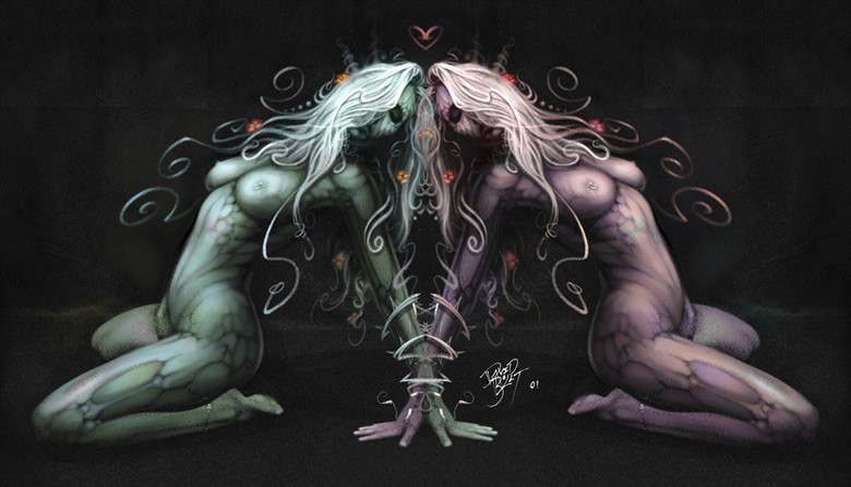 Gemini Heart Artistic Nude Artwork by Artist David Bollt