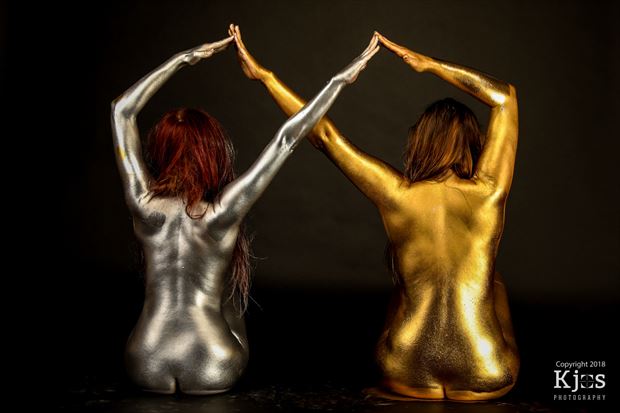 Gold and Silver Artistic Nude Photo by Model Aurora Red