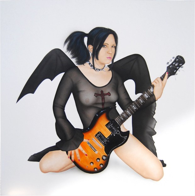 Gothic Guitar Artistic Nude Artwork by Artist Pinup Artist