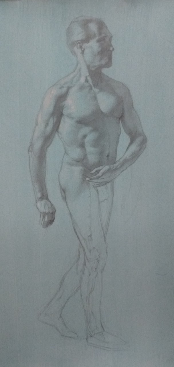 Graphite drawing, work in progress Figure Study Artwork by Model Michael SCM Model