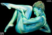 Green Abstract Artistic Nude Artwork by Model Syren Lestat