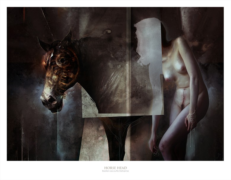 HORSE HEAD Artistic Nude Artwork by Artist Bastien Deharme