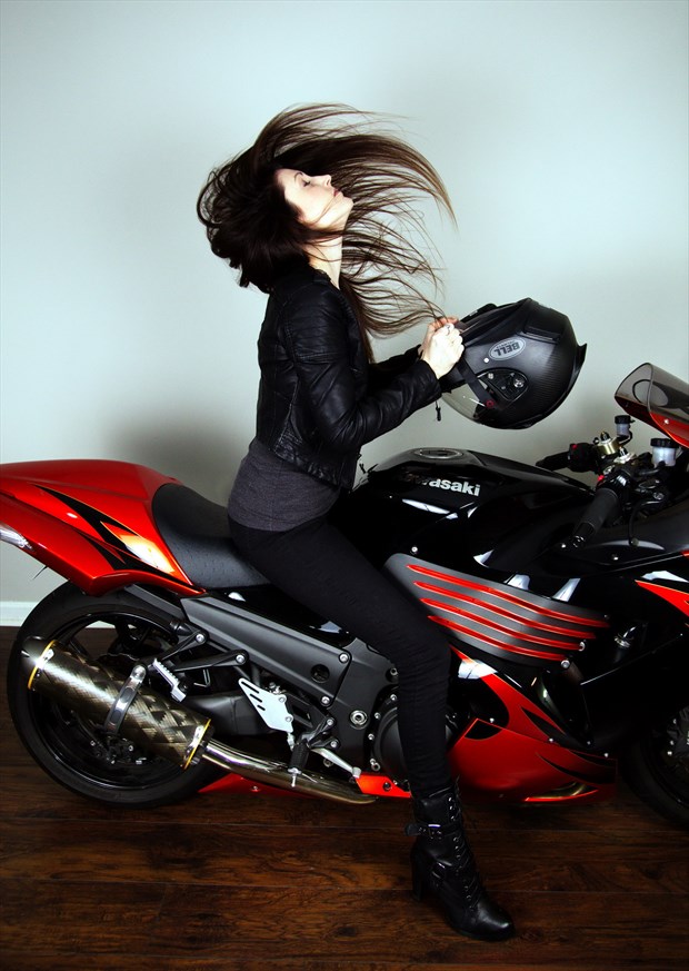 Hair flip motorcycle Glamour Photo by Model Xak