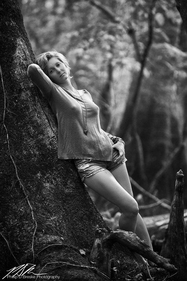 Jess leaning against a tree, Chiefland Nature Photo by Photographer Phillip D Breske