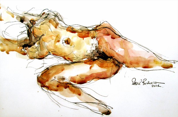 Jessica stretching Artistic Nude Artwork by Artist Roger Burnett