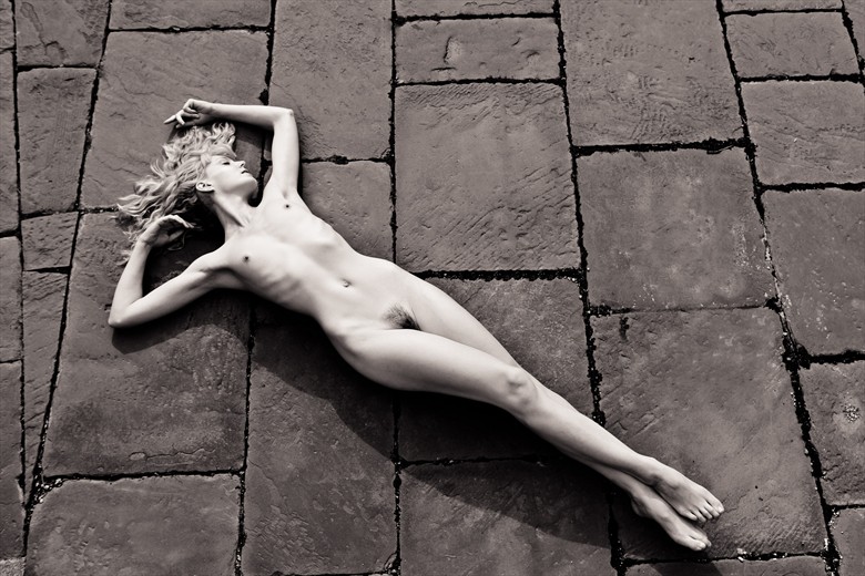 Joceline nude on flag stones Artistic Nude Photo by Photographer Barrie.