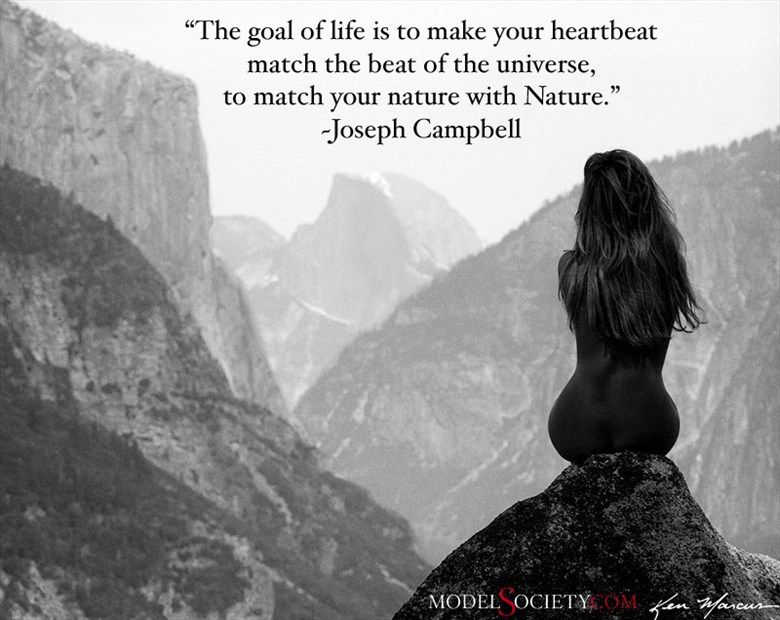 Joeph Campbell quote with Model Photography by Ken Marcus Nature Photo by Administrator Model Society Admin