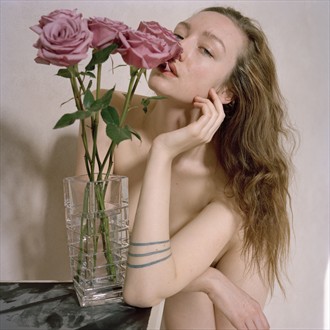 Johanna With Still Life, Eating A Flower Surreal Artwork by Photographer George Pitts