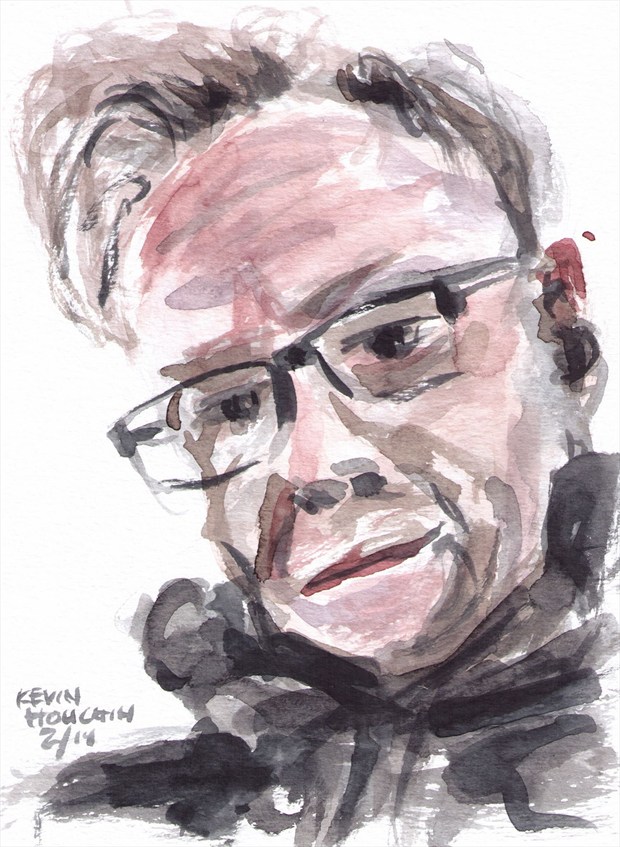 Kevin Houchin Watercolor Self Portrait 2 Self Portrait Artwork by Artist Kevin Houchin